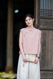 Fortune Linen Lilac Pink Cheongsam Top