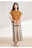 Scale Light Purple Pattern Silk Cheongsam Top
