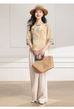 Petra Floral Ramie Cheongsam Top