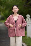Philippa Loose Batwing Sleeve Ramie Cheongsam Coat