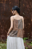 Patrician Linen Ramie Spliced Tie-Dye Tank Cheongsam Top