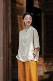 Taya Linen Cotton Modern Qipao Top