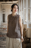 Cosmos Thin Tie-Dye Ramie Cotton Cheongsam Vest