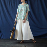 Grace Green Floral Ramie Cheongsam Top