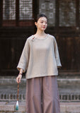 Regent Color-Block Raw Linen Cheongsam Top
