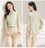 Agate Loose Fit Patterned Cheongsam Top