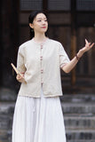 Lena Linen Petal Collar Cheongsam Top