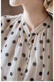 Lavender Black Rice Polka Dot Silk Cheongsam