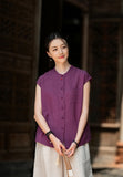 Georgiana Linen Mandarins Collar Cheongsam Top
