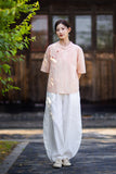 Rhiannon Tie-Dye Cotton-Linen Cheongsam Top