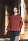 Priscilla Linen Caramel Vintage Cheongsam Top