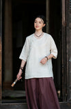 Bryony Linen Frog-Button Cheongsam Top