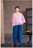 Juliana Crabapple Pink Cotton Cheongsam Shirt