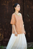 Nerissa Cotton-Ramie Tie-Dye Cheongsam Top