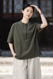 Pearl Linen Color Loose Cheongsam Top