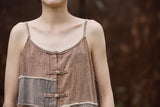 Patrician Linen Ramie Spliced Tie-Dye Tank Cheongsam Top