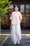 Rhiannon Tie-Dye Cotton-Linen Cheongsam Top