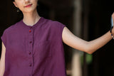 Georgiana Linen Mandarins Collar Cheongsam Top