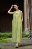 Willa Cotton-Linen Dirty Dye Cheongsam Dress