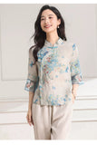 Petra Floral Ramie Cheongsam Top