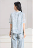 Ensemble Loose Polyester Short Sleeve Cheongsam Top