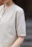 Lena Linen Petal Collar Cheongsam Top