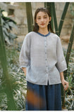 Pearl Cloud Gray Tencel Ramie Cheongsam Top