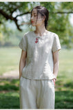 Lena Linen Embroidered Vintage Cheongsam Top