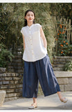 Xiomara Indigo Hemp Wide-Leg Cheongsam Pants