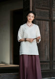 Bryony Linen Frog-Button Cheongsam Top