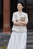Lena Linen Petal Collar Cheongsam Top