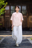 Rhiannon Tie-Dye Cotton-Linen Cheongsam Top