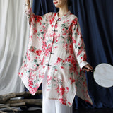 Venetia Linen Print Cheongsam Top