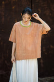 Nerissa Cotton-Ramie Tie-Dye Cheongsam Top