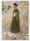 Daphne Linen Abstract Print Cheongsam Dress