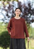 Priscilla Linen Caramel Vintage Cheongsam Top