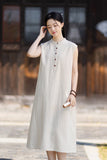 Clarice Linen A-Line Cheongsam Dress