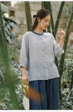 Pearl Cloud Gray Tencel Ramie Cheongsam Top