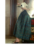 Cassiopeia Green Ramie Ethnic Print Cheongsam Skirt