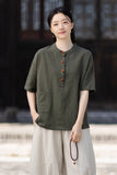 Pearl Linen Color Loose Cheongsam Top