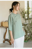 Prosperity Ramie Embroidered Cheongsam Top