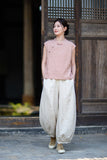 Fortune Linen Lilac Pink Cheongsam Top