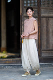Fortune Linen Lilac Pink Cheongsam Top