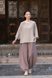 Regent Color-Block Raw Linen Cheongsam Top
