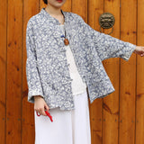 Fern Jacquard Floral Cotton-Linen Cheongsam Top