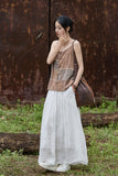 Patrician Linen Ramie Spliced Tie-Dye Tank Cheongsam Top