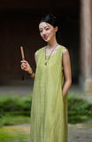 Willa Cotton-Linen Dirty Dye Cheongsam Dress