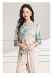 Petra Floral Ramie Cheongsam Top