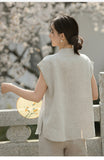 Verse Linen Pure White Cheongsam Shirt