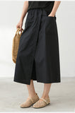 Sage Cotton High-Waist Skirt Cheongsam Pants